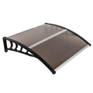 HT-100 Brown Eaves Canopy with Black Holder for Door and Window Rain Cover, 100x96cm