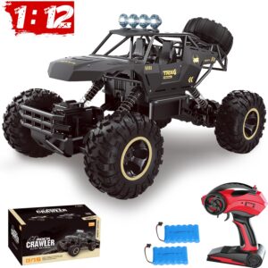 4DRC 1:12 Rock Crawler 4WD Rechargeable RC Truck with Metal Shell & LED Headlights