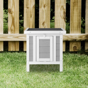 20" Wooden Weather-Resistant Rabbit Hutch for Small Animals - Gray