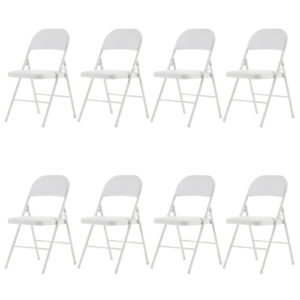 4 Pack White Foldable Steel and PVC Chairs for Convention & Exhibition