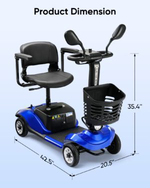 Compact Foldable 4-Wheel Electric Mobility Scooter with Light and Basket