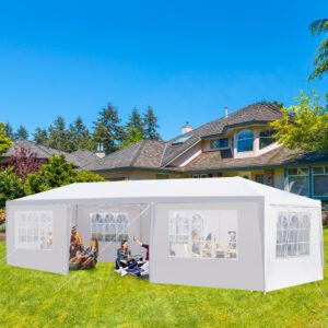 7-Sided Outdoor Party Tent, 3x9m, Iron Frame with PE Cloth Cover