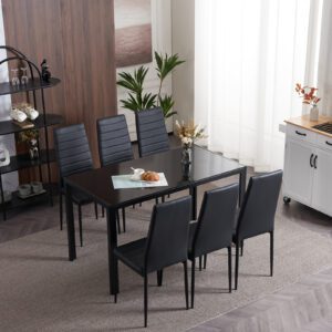 4 Pack Black PU Leather High Back Dining Chairs, Easy Assembly