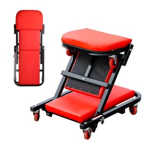 36" 2-in-1 Z-Creeper Seat: Foldable Garage Chair, 300 lb Capacity, 6 Wheels