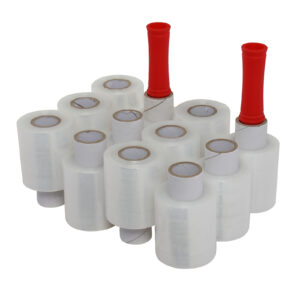 12pcs Polyethylene 4in x 800ft Stretch Wrap, Clear, with 2 Red Handles