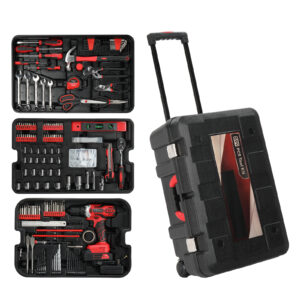 599-Piece Home Tool Set with Rolling Tool Box and 21V Cordless Drill