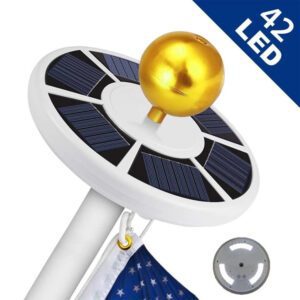 42 LED Solar Flagpole Light with Hook - Waterproof Outdoor Light for Garden, Camping