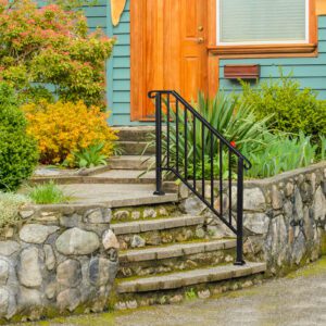 Matte Black Iron Handrail for 3-4 Outdoor Steps