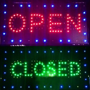 LED Open Closed Business Sign, 2-in-1 Design, 9.8 x 20.47 Inches