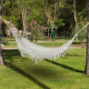 Extra Large Boho Hammock Swing with Macrame Fringe