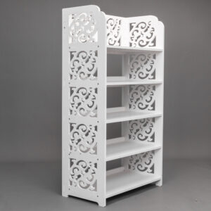 Wood-Plastic 5-Tier Carved Shoe Rack, White