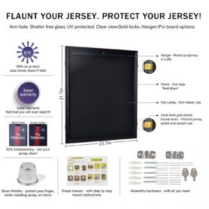 Wall Mounted Sports Jersey Display Frame with UV Resistant Acrylic - Black