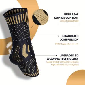 Copper Compression Ankle Brace Sleeve for Injury Recovery, Joint Pain, Plantar Fasciitis