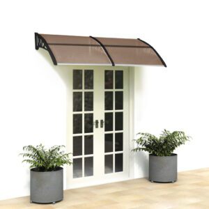 HT-200x100 Household Door and Window Rain Cover Eaves Canopy - Brown with Black Bracket