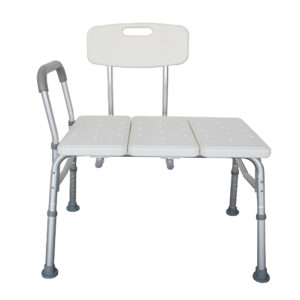 Aluminium Alloy Bath Chair with Wide Seat & Padded Handle - White