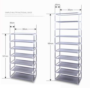 Fashionable Room-saving 9 Lattice Non-woven Fabric Shoe Rack Gray