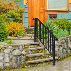 Matte Black Outdoor Iron Handrail for 4 or 5 Steps