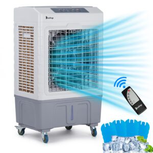3-in-1 Portable Evaporative Cooler with Remote, 2647CFM, 10.57 Gal Tank, White/Gray