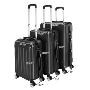3-in-1 Portable ABS Trolley Case 20"/24"/28" Black