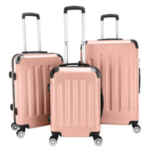 3-in-1 Portable ABS Trolley Case Set 20"/24"/28" Rose Gold