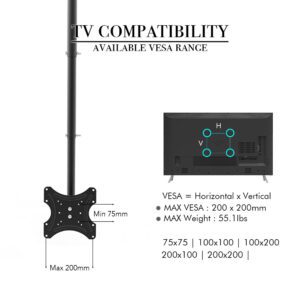 LEADZM TMC-7004 Ceiling TV Mount for 32-55 inch Flat Screen TVs