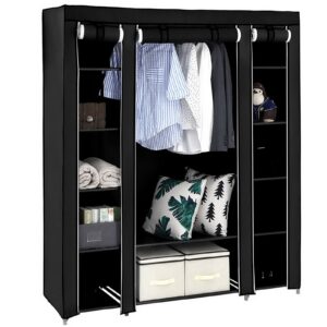 69 Inch Portable Clothes Closet Wardrobe Organizer with Non-Woven Fabric - Black