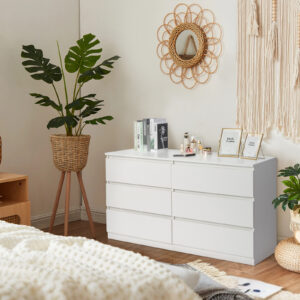 FCH 6-Drawer Double Dresser for Bedroom, Living Room, Entryway, White