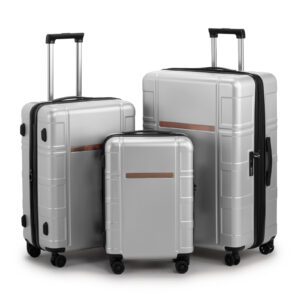 Expandable PC+ABS Luggage Set with TSA Lock and Spinner Wheels (3 Piece)
