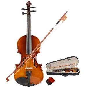1/8 Size Acoustic Violin Set with Case, Bow & Rosin - Natural Finish