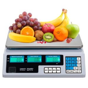 ACS-30 Digital Price Computing Scale 40kg/5g Capacity - Silver White, US Plug