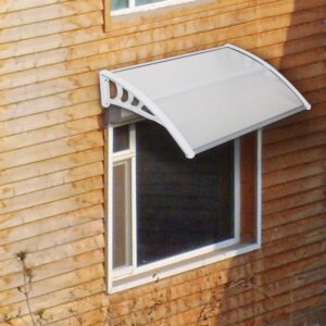 HT-100x80 Door and Window Rain Cover with Transparent Canopy and White Holder