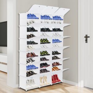 Portable Expandable 12-Tier Shoe Rack Organizer - 72 Pair Storage Cabinet for Footwear, White
