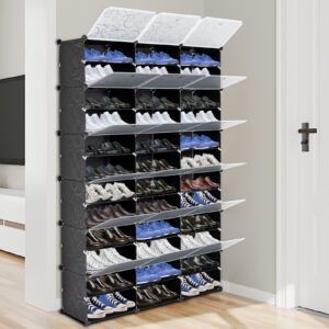 12-Tier 72 Pair Shoe Rack Organizer, 36 Grids Portable Expandable Storage for Shoes - Black