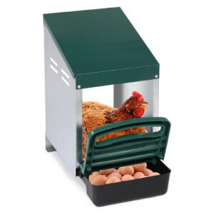 Green Single Roll Out Chicken Nesting Box with Plastic Basket