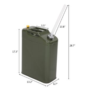 20L Army Green Cold-Rolled Steel Gas Can with Oil Pipe