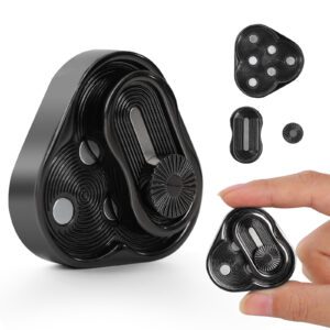 Metal Fidget Slider Toy - Triangle and Clover Shapes, Stress Relief, Black