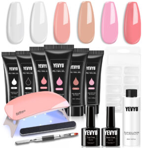 Beginner Poly Gel Nail Kit with UV Lamp & Slip Solution - Gel Extension Set