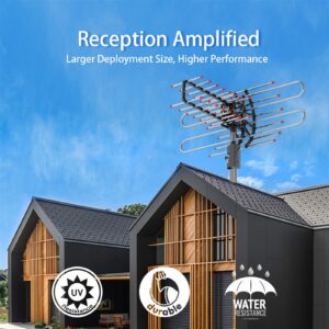 TA-851 Plus Outdoor Antenna: 360° Rotation, UHF/VHF 45-860MHz, 22-38dB Gain, 42.65ft Cable