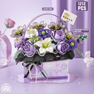 1212 PCS DIY Rose Bouquet Building Block Set with LED Light and Gift Box