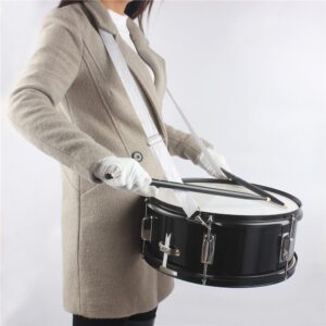 14x5.5 Inch Marching Snare Drum Kit with Sticks, Strap, Wrench - Black