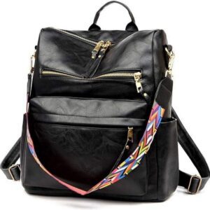 Convertible PU Leather Backpack Purse for Women - Large Shoulder Bag