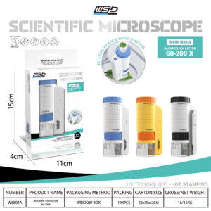 Kids Handheld Microscope with LED Light - Portable Science Educational Toy, Yellow