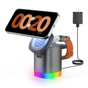 3-in1 Foldable MagSafe Stand w/ Night Light for iPhone, Apple Watch, AirPods