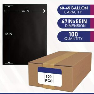 65 Gallon Heavy Duty Trash Bags - 100 Count Thickened Black Garbage Bags