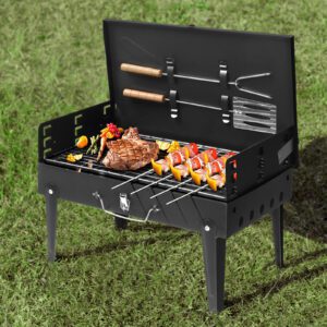 44x27x22cm Portable Square Charcoal Grill Black