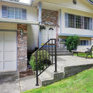 Matte Black Outdoor 2-Step Iron Handrail