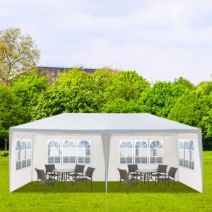 White 10x20 Outdoor Party Tent: 4 Removable Sidewalls, Waterproof Canopy
