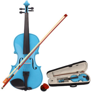 4/4 Sky Blue Acoustic Violin Set with Case, Bow, Rosin