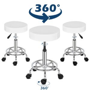 Round Stool Ha Ha Feet Rotation Bar Stool White