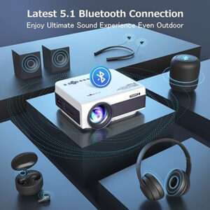 FUDONI Native 1080P WiFi Bluetooth Projector - Portable, 300" Display, 4K Supported